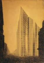 Ludwig Mies van der Rohe. Friedrichstrasse Skyscraper Project, perspective from north, 1921 © The Museum of Modern Art, New York.