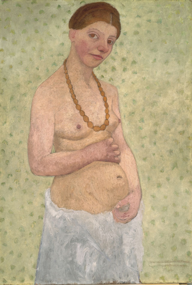 Paula Modersohn-Becker. Autoportrait au sixième anniversaire de mariage (Self-portrait on the sixth wedding anniversary), 25 mai 1906, Tempera on cardboard, 101.8 x 70.2 cm. Museen Böttcherstrasse, Paula Modersohn-Becker Museum, Brême. © Paula-Modersohn-Becker-Stiftung, Brême.