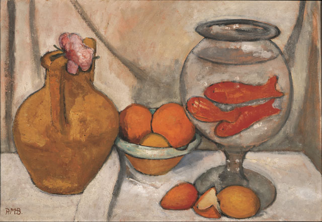 Paula Modersohn-Becker. Nature morte au bocal de poissons rouges, May-June 1906. Tempera on cardboard, 50.5 x 74 cm. Von der Heydt-Museum, Wuppertal. © Paula-Modersohn-Becker-Stiftung, Brême.