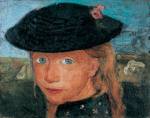 Paula Modersohn-Becker. Tête d’une jeune fille blonde coiffée d’un chapeau de paille (Head of a young blonde girl wearing a straw hat), c1904. Tempera on canvas, 27 x 33.5 cm. Kunst- und Museumsverein, Wuppertal. © Medienzentrum, Antje Zeis-Loi / Kunst-und Museumsverein, Wuppertal.