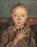 Paula Modersohn-Becker. Portrait de jeune fille, les doigts écartés devant la poitrine, c1905. Tempera on canvas, 41 x 33 cm. Von der Heydt-Museum, Wuppertal. © Paula-Modersohn-Becker-Stiftung, Brême.