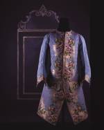 Man's waistcoat with sleeves, or jacket, c. 1747-1750. Sky blue figured 
        silk. Large brocaded borders. Musée Galliera's coll. © : K. 
        Maucotel / Paris-Musées.