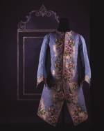 Man's waistcoat with sleeves, or jacket, c. 1747-1750. Sky blue figured 
        silk. Large brocaded borders. Musée Galliera's coll. © : K. 
        Maucotel / Paris-Musées.