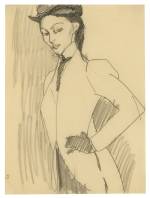 Amedeo Modigliani. L'Amazone, 1909. Black crayon, 30.8 x 23.2 cm. Courtesy: Richard Nathanson, London.