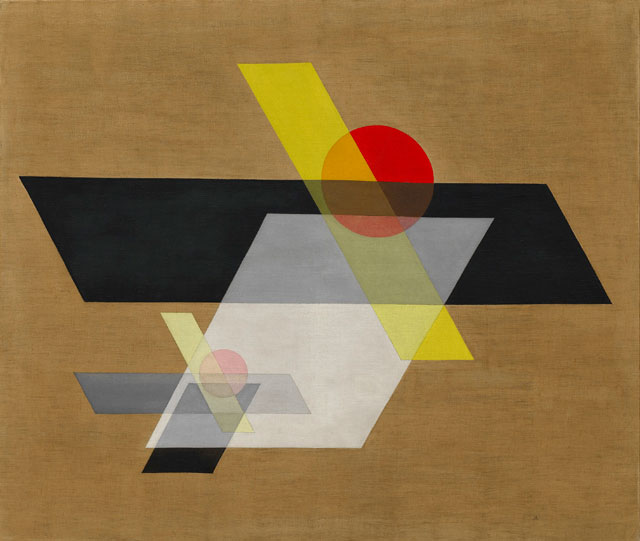 László Moholy-Nagy. A II (Construction A 10, 1924. Oil and graphite on canvas, 115.8 x 136.5 cm. Solomon R. Guggenheim Museum, New York. © 2016 Hattula Moholy-NagyjVG Bild-Kunst, Bonn/Artists Rights Society (ARS), New York.