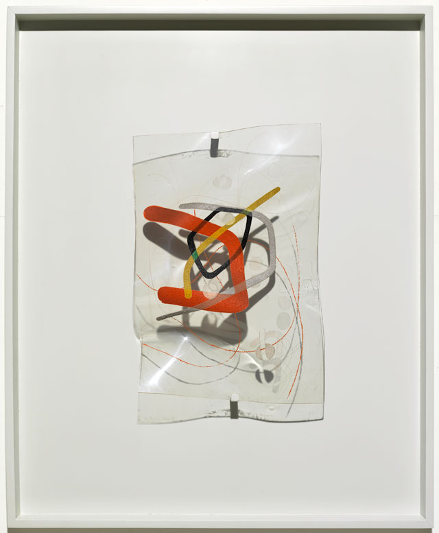 László Moholy-Nagy. B-10 Space Modulator. 1942. Oil and incised lines on Plexiglas, in original frame. Plexiglas: 42.9 x  29.2 cm; frame: 82.9  x  67.6 cm. Solomon  R. Guggenheim Museum. New York. © 2016 Hattula  Moholy-Nagy/VG Bild-Kunst, Bonn/Artists Rights Society (ARS), New York.