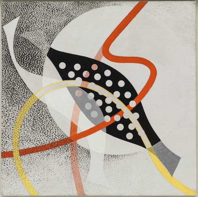 László Moholy-Nagy. CH BEATA I, 1939. Oil and graphite on canvas, 118.9 x  119.8 cm. Solomon R. Guggenheim Museum, New York. © 2016 Hattula Moholy-Nagy jVG Bild-Kunst, Bonn/Artists Rights Society (ARS), New York.