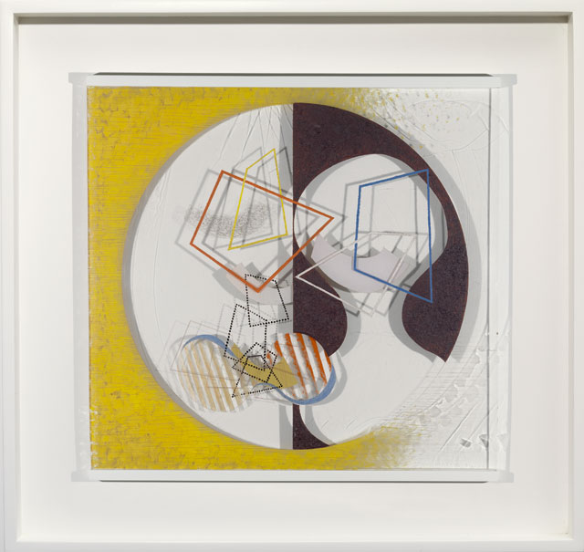 László Moholy-Nagy. Space Modulator, 1939-45. Oil and incised lines on Plexiglas, in original frame. Plexiglas: 63.2 x 66.7 cm; frame: 88.6  x 93 cm. Solomon R. Guggenheim Museum, New York. © 2016 Hattula Moholy-NagyjVG Bild-Kunst, Bonn/Artists Rights Society (ARS), New York.