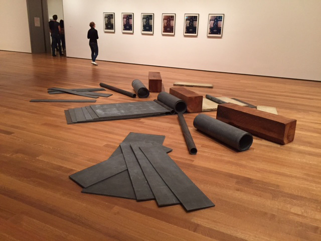 Richard Serra. Cutting Device: Base Plate Measure, 1969. Lead, wood, stone and steel. Gift of Philip Johnson, 1979. Photograph: Jill Spalding.