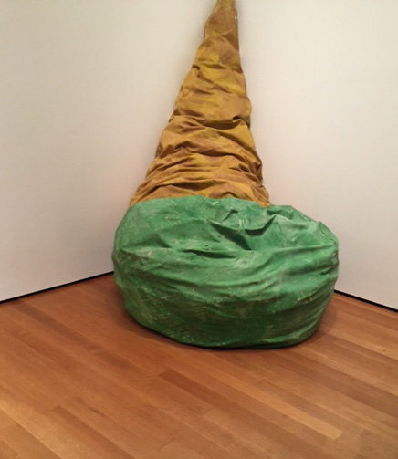 Claes Oldenburg. Floor Cone, 1962. Synthetic polymer paint on canvas filled with foam, rubber and cardboard boxes. Gift of Philip Johnson, 1981. Photograph: Jill Spalding.