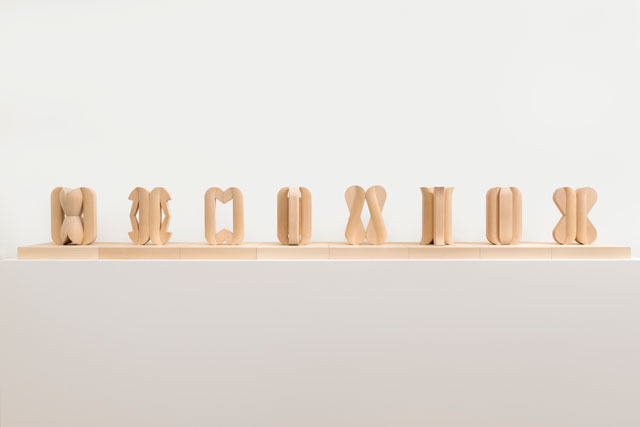 Paul de Monchaux. Eight Studies for Male & Female Columns, 2016. Bronze, 26 x 19 x 4.5 cm each (10.2 x 7.4 x 1.7 in each), edition of seven.