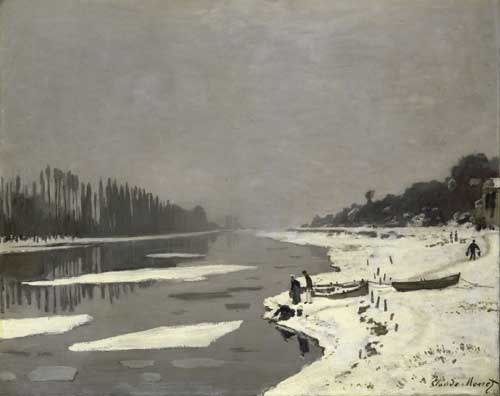 <p>Claude Monet. <em>Glaçons sur la Seine à Bougival (dit Neige sur la rivière),</em> 1867–1868. Oil on canvas, 65 x 81 x 3 cm. Musée du Louvre, Paris. © service presse Rmn/Hervé Lewandowski