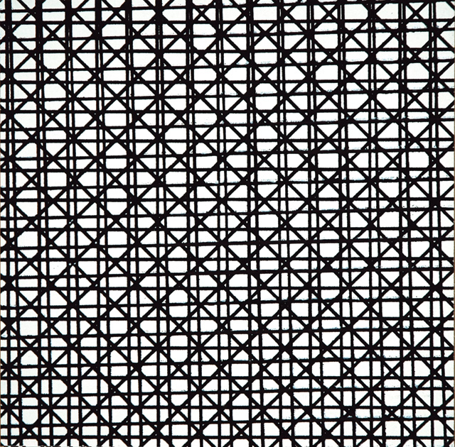 François Morellet. 45° - 135°, 88° - 178°, 90° - 180°, 1969. Silkscreen printing on vinyl paint on cardboard on MDF, 22.5 x 22.5 cm. Courtesy The Mayor Gallery, London.