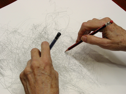 Morgan O'Hara. Live Transmission performative drawing in progress, 2010. Photographer: Lei Tak Sang, Macau Art Museum, 2005. © Morgan O'Hara.