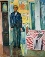Edvard Munch. <em>Self-Portrait: Between the Clock and the Bed</em>, 1940-42. Oil on canvas 58 7/8 x 47 7/16 in (149.5 x 120.5 cm). Munch Museum, Oslo (c) 2006 The Munch Museum/The Munch-Ellingsen Group/Artists Rights Society (ARS), New York.