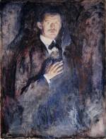 Edvard Munch. <em>Self-Portrait with Cigarette</em>, 1895. Oil on canvas 43 1/2 x 33 11/16 in (110.5 x 85.5 cm). The National Museum of Art, Architecture, and Design/National Gallery, Oslo (c) 2006 The Munch Museum/The Munch-Ellingsen Group/Artists Rights Society (ARS), New York.