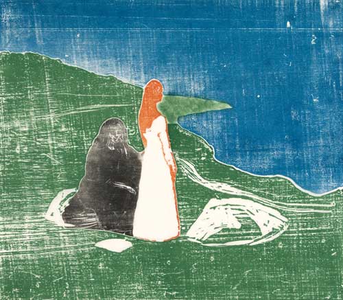 Edvard Munch. Two Women on the Shore, 1898. Woodcut. Courtesy the Gundersen Collection, Oslo. © Munch Museum, Oslo.