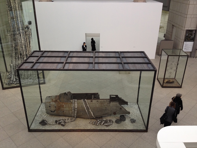 Anselm Kiefer. Merkaba, 2010; Zhang Huan. Hero No. 1, 2008. Sculpture court gallery view.