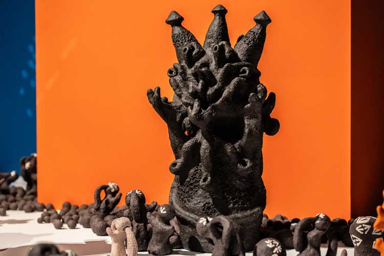 Mai Nguyễn-Long, Vomit Girl: Grounding, 2025, The Children are Now, exhibition view, Talbot Rice Gallery, the University of Edinburgh. Photo: Sally Jubb.