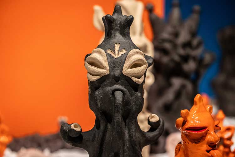 Mai Nguyễn-Long, Vomit Girl: Grounding, 2025, The Children are Now, exhibition view, Talbot Rice Gallery, the University of Edinburgh. Photo: Sally Jubb.