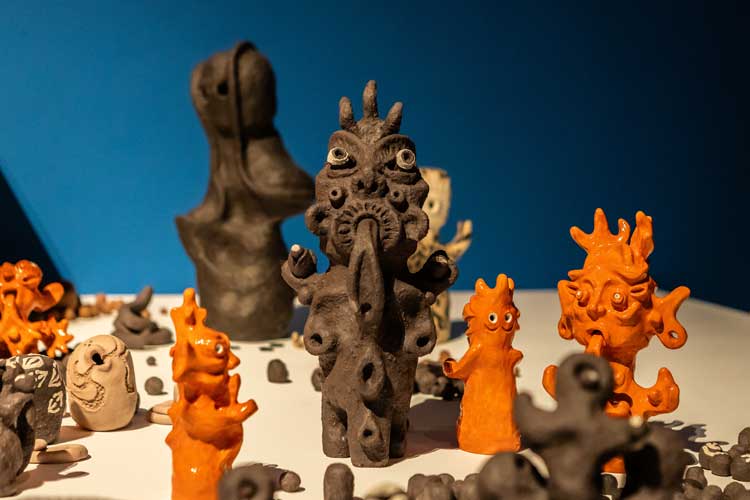 Mai Nguyễn-Long, Vomit Girl: Grounding, 2025, The Children are Now, exhibition view, Talbot Rice Gallery, the University of Edinburgh. Photo: Sally Jubb.