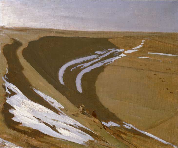 William Nicholson, Snow in the Horseshoe, 1927. Oil on canvas board, 32.5 x 40 cm. Private collection courtesy of Hazlitt Holland-Hibbert.