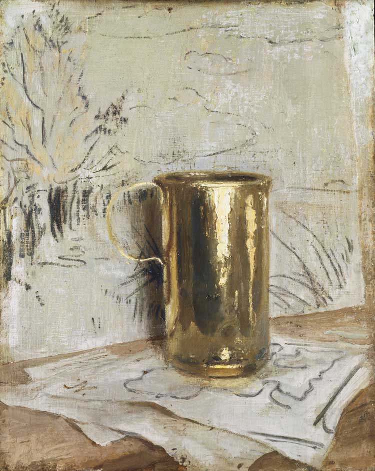 William Nicholson, Gold Jug, 1937. Oil on canvas board, 40.9 x 32.7 cm. Lent by His Majesty the King. © Royal Collection Enterprises Limited 2025. All Rights Reserved.