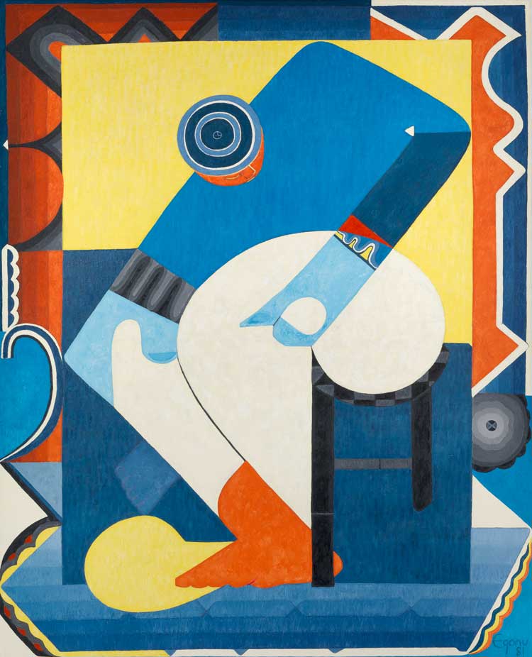 Uzo Egonu, Stateless People an artist with beret 1981. © The estate of Uzo Egonu. Private Collection.