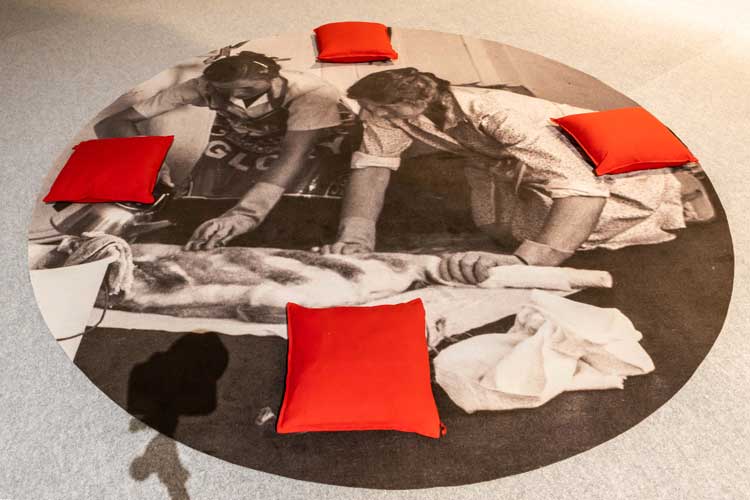 Grace Ndiritu: Compassionate Rebels in Action. The Ignorant Art School Sit-in #5. Photo: Sally Jubb, courtesy Cooper Gallery, DJCAD.