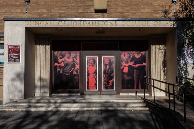 Grace Ndiritu: Compassionate Rebels in Action. The Ignorant Art School Sit-in #5. Photo: Sally Jubb, courtesy Cooper Gallery, DJCAD.