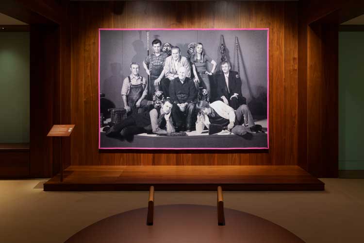 The Twin Tapestries: Restitution (1973), Grace Ndiritu, 2022. Tapestry, 200 x 300 cm. © Grace Ndiritu. Photo: Steven Pocock, Wellcome Collection.