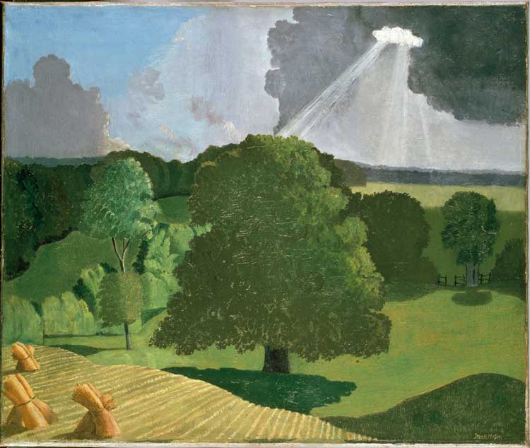 John Nash, A Gloucestershire Landscape, 1914. Oil on canvas, 51.2 x 61.5 cm. Image © Ashmolean Museum, University of Oxford.