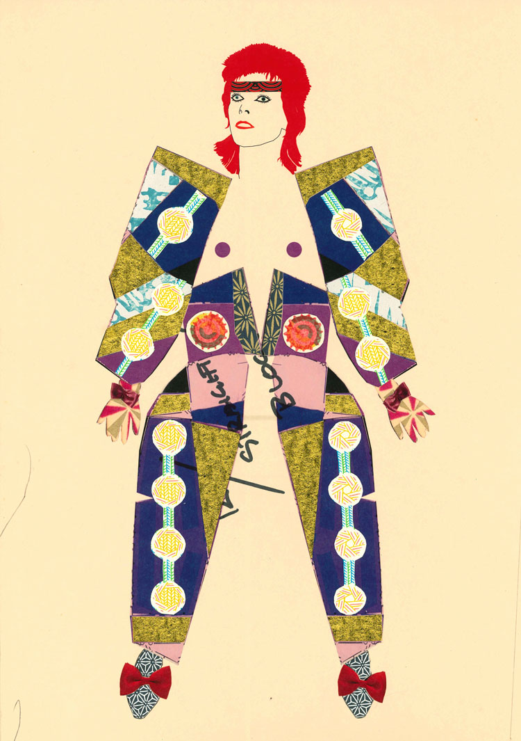 Hormazd Narielwalla. Diamond Dolls no. 7, 2021. Mixed media on vintage bespoke tailoring pattern, paper size 42 x 29.7 cm. Copyright Hormazd Narielwalla. Image courtesy Eagle Gallery / EMH Arts, London.