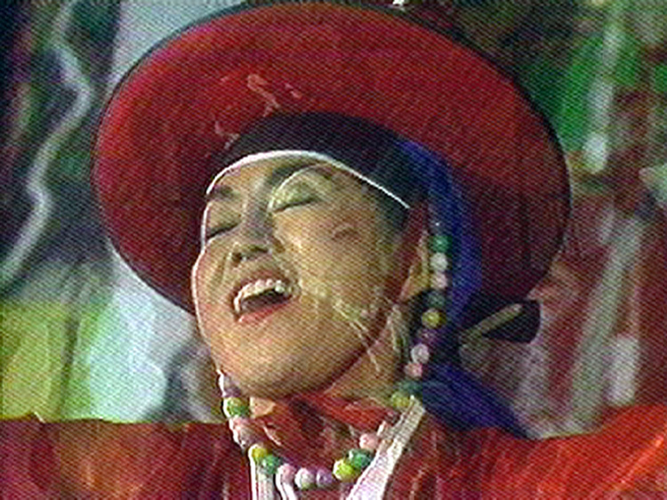 Nam June Paik. Still from Bye Bye Kipling, 1986. Single-channel video, colour, sound, 30min, 32sec. Courtesy of Electronic Arts Intermix (EAI), New York and the Estate of Nam June Paik.