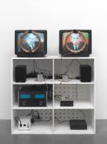 Nam June Paik. Nixon, 1965-2002. Video, 2 monitors, black and white and colour, sound and magnetic coils. 10min, 51sec. Tate, Purchased with funds provided by Hyundai Motor Company. Photo: © Tate.