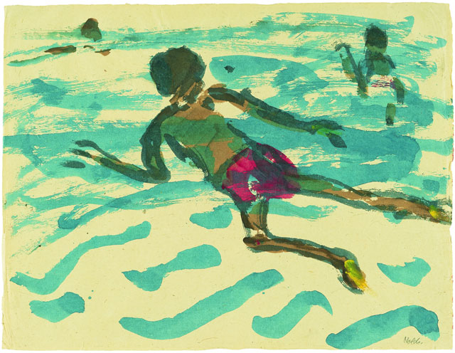 Emil Nolde. Aboriginal man swimming, 1914. Watercolour on paper, 38.3 x 50 cm. © Nolde Stiftung Seebüll.