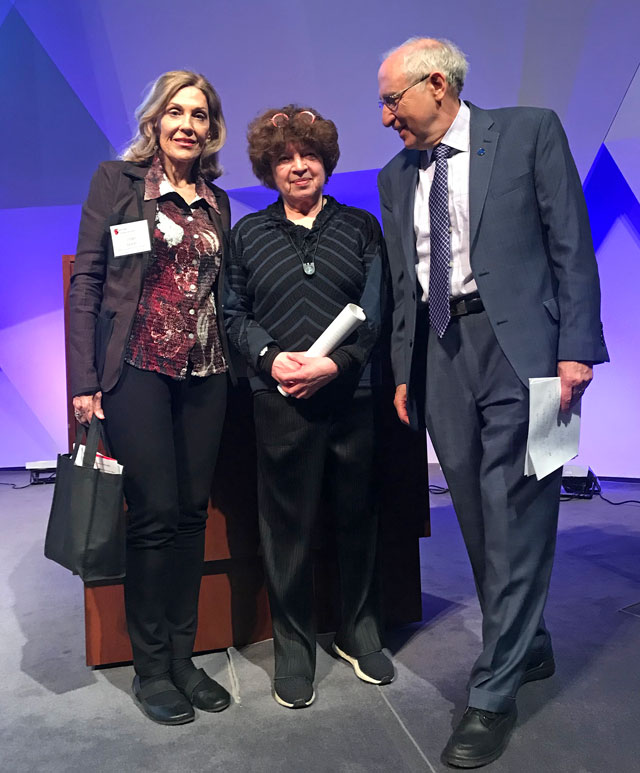 Jasia Reichardt (centre) with Dame Jill Sackler and Ben Shneiderman, National Academy of Sciences, Washington DC, 13 March 2018. Photograph: Martin Kennedy.