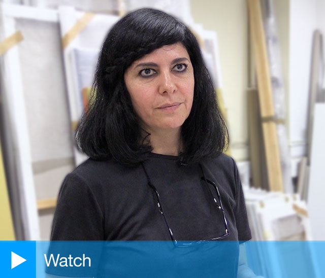 Maryam Najd talking to Studio International in her Antwerp studio, 6 July 2017. Photograph: Martin Kennedy.