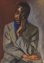 Alice Neel. Harold Cruse, c1950. Oil on canvas, 94 x 55.9 cm (37 x 22 in). Private collection. © The Estate of Alice Neel. Courtesy David Zwirner, New York/London and Victoria Miro, London.
