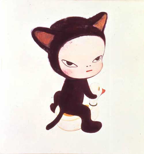 Yoshitomo Nara. Harmless Kitty, 1994. Acrylic on cotton canvas 150x140cm © 1994 Yoshitomo Nara. Col. olection Tomio Koyama Gallery
