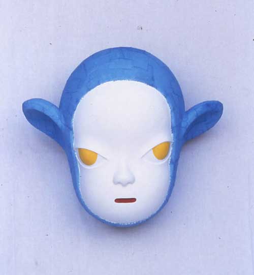 Yoshitomo Nara. Mr. Sky, 1997. Acrylic, lacquer, cotton on FRP 52x56x29.3cm © 1997 Yoshitomo Nara. Collection of Aomori Pref. Photo: Joshua White