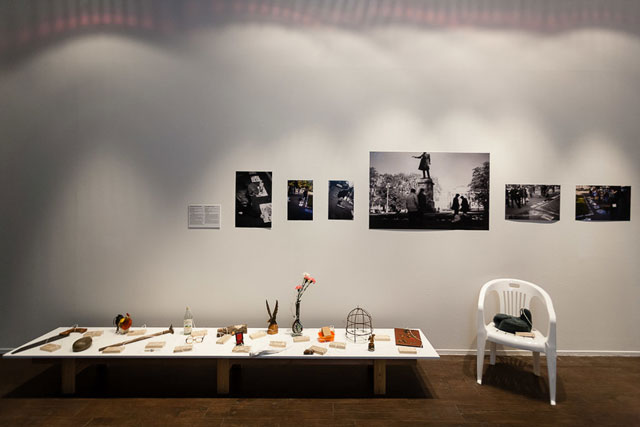 Alphabet of Art. 4th St. Petersburg International Biennial Spatia Nova. Arts Square, St. Petersburg, 4 October 1996. Participants: Vladimir Kozin, Igor Panin, Sergei Spirikhin, Vadim Fliagin. Installation view at MMoMA © Mikhail Grigoriev.