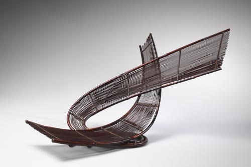 Honma Hideaki (b. 1959) <em>Double Swirling Winds</em>, 2003. Bamboo, 29 3/4 x 12 x 14 1/2 in. Mr. and Mrs. Charles Diker. Photo: Richard P. Goodbody.