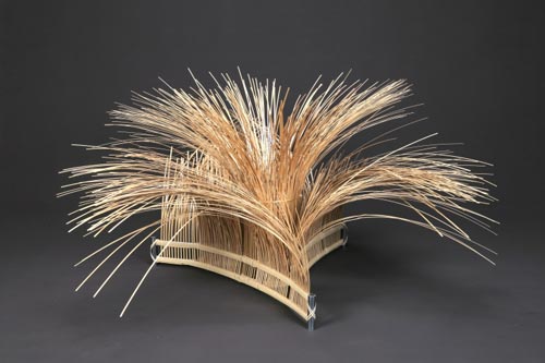 Shono Tokuzo (b. 1942) <em>Illusion</em>, 2007. Bamboo and steel, 27 1/2 x 51 1/4 x 51 1/4 in. Collection of the artist. Photo: Teruhiko Osaki.