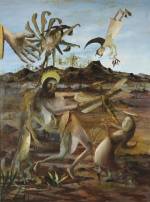 Sidney Nolan. <em>Temptation of St Anthony,</em> 1952. Oil and enamel on hardboard, 121.8 x 91.3 cm. Collection National Gallery of Victoria, Melbourne. © The Trustees of the Sidney Nolan Trust