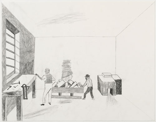 Jockum Nordström. Wine and Bread, 2014. Graphite on paper, 16 3/8 x 20 3/4 in (41.5 x 52.5 cm). Courtesy David Zwirner, New York/London.