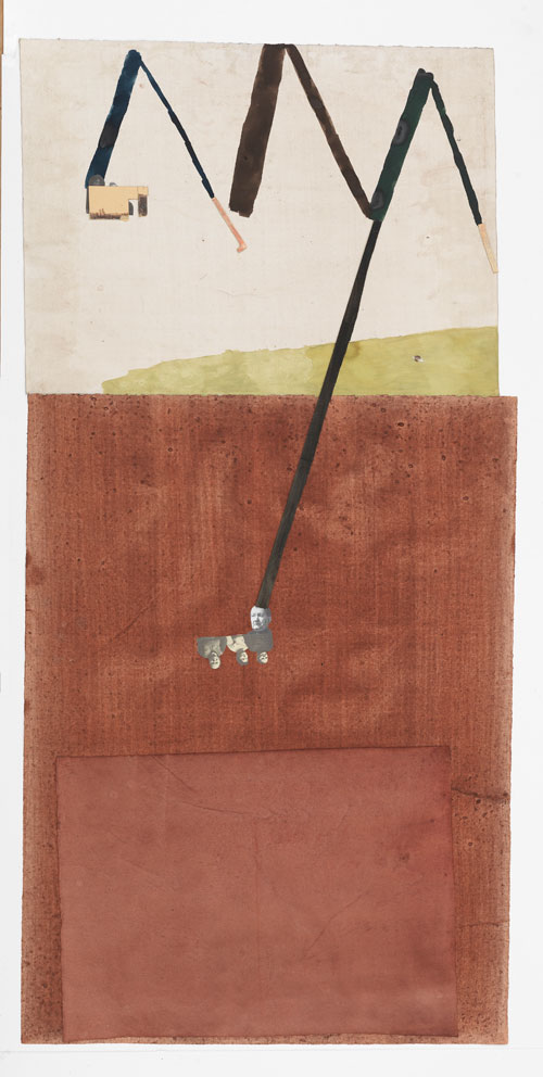 Jockum Nordström. Diktonius, 2014. Watercolour, graphite, and collage on paper, 63 3/4 x 31 1/8 in (162 x 79 cm). Courtesy David Zwirner, New York/London.