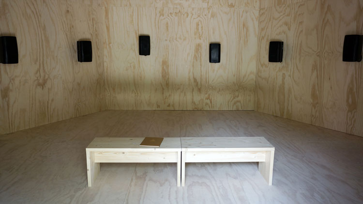 Emeka Ogboh, The Song of the Germans. Multichannel sound installation and book. Installation view, Venice Biennale 2015. Copyright The Artist.