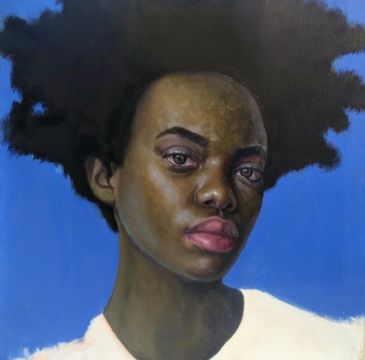 Oluwole Omofemi. Self Love, 2019. Oil and acrylic on canvas, 70 x 70 cm. Courtesy of Signature African Art.
