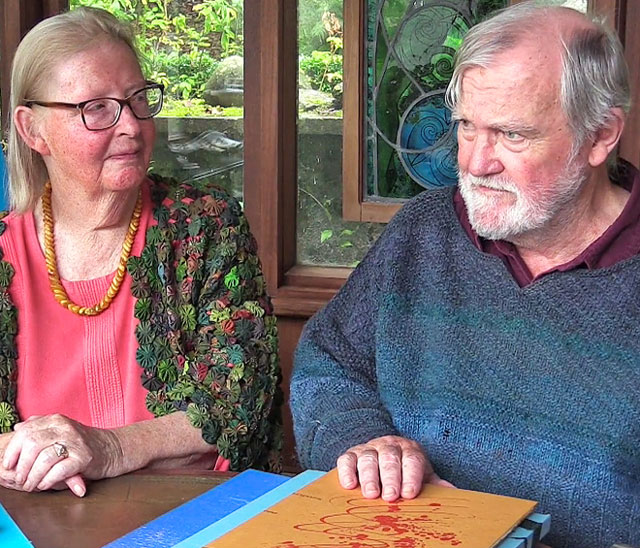 Nicolas and Frances McDowall talking to Studio International about the Old Stile Press, 11 September 2018. Photograph: Martin Kennedy.